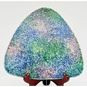 John Bergen Studio Decorative Bowl Triangular Centerpiece Sponged Abstract 1980s